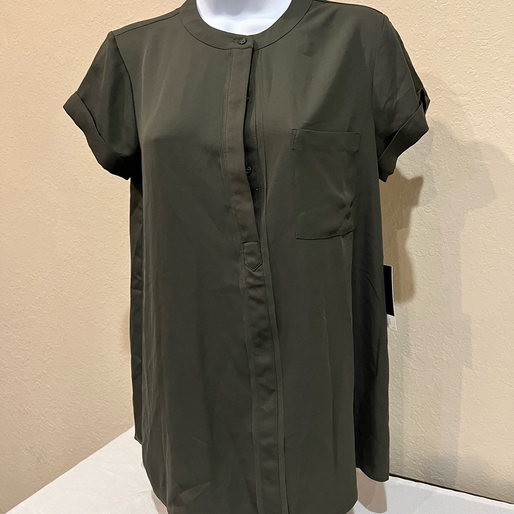 NWT Simply Vera, Vera Wang Cap Sleeve Blouse Olive Green